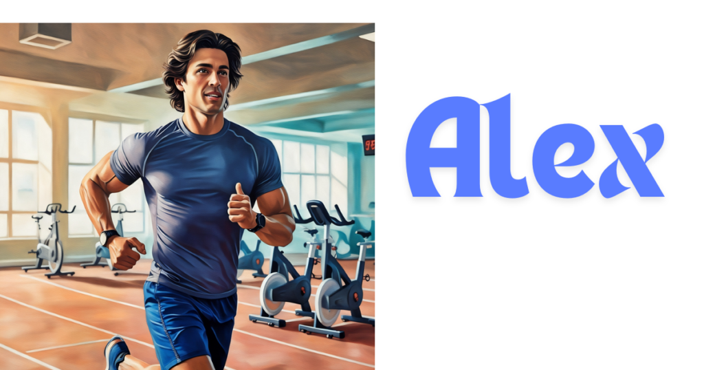 Alex, a man running in a gym