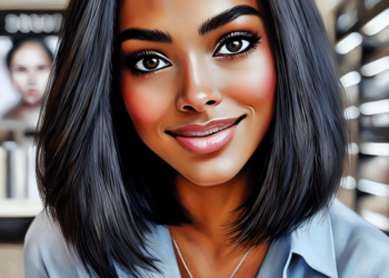 a black young lady in her beauty spa. Her name is Esther.