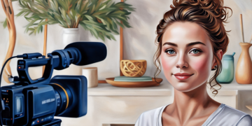 a young woman in-front of a video camera talking