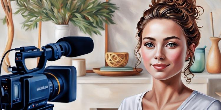 a young woman in-front of a video camera talking