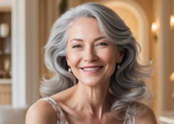 an young looking 60 year old woman smiling